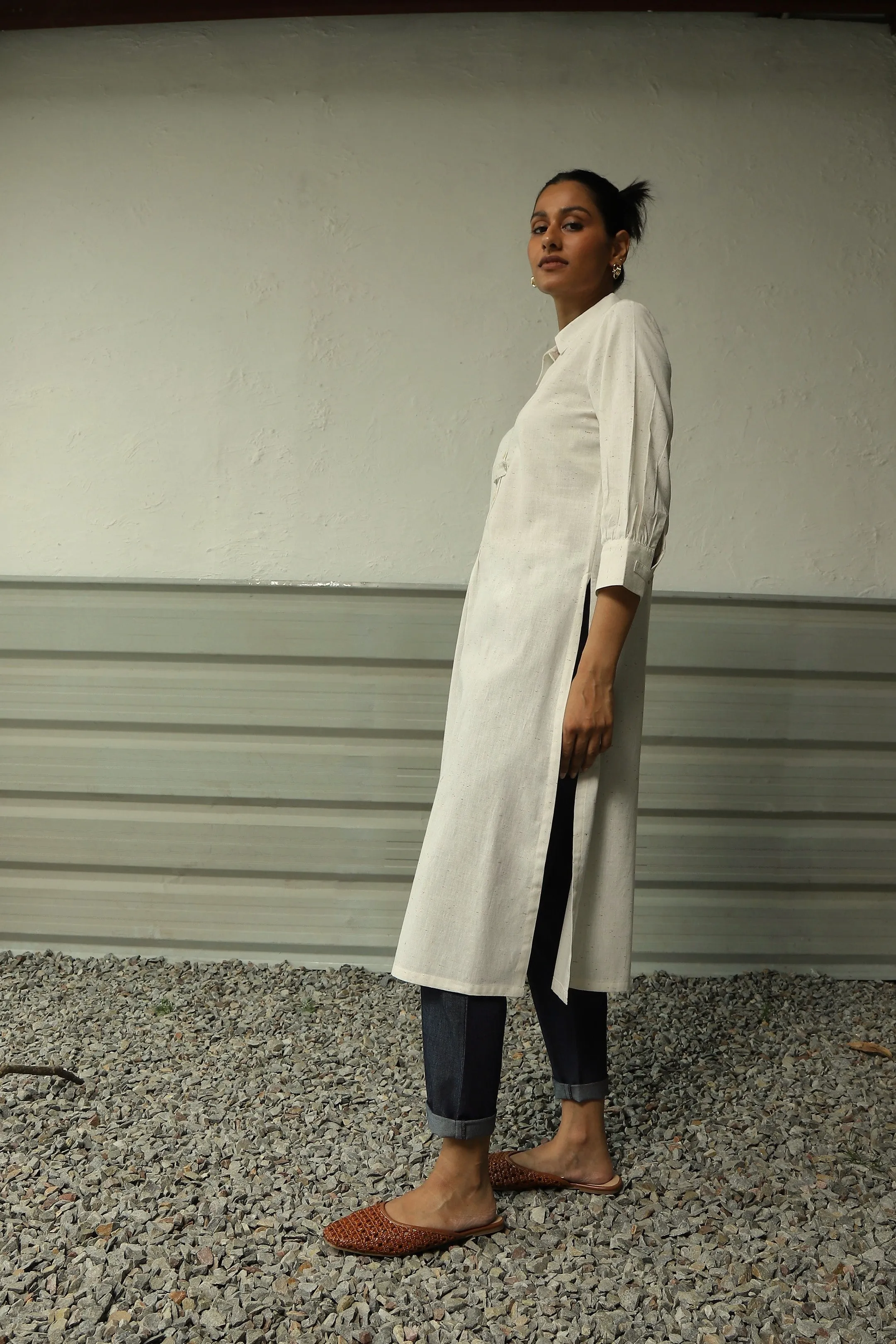 Confetti Off-white Side Slit Tunic