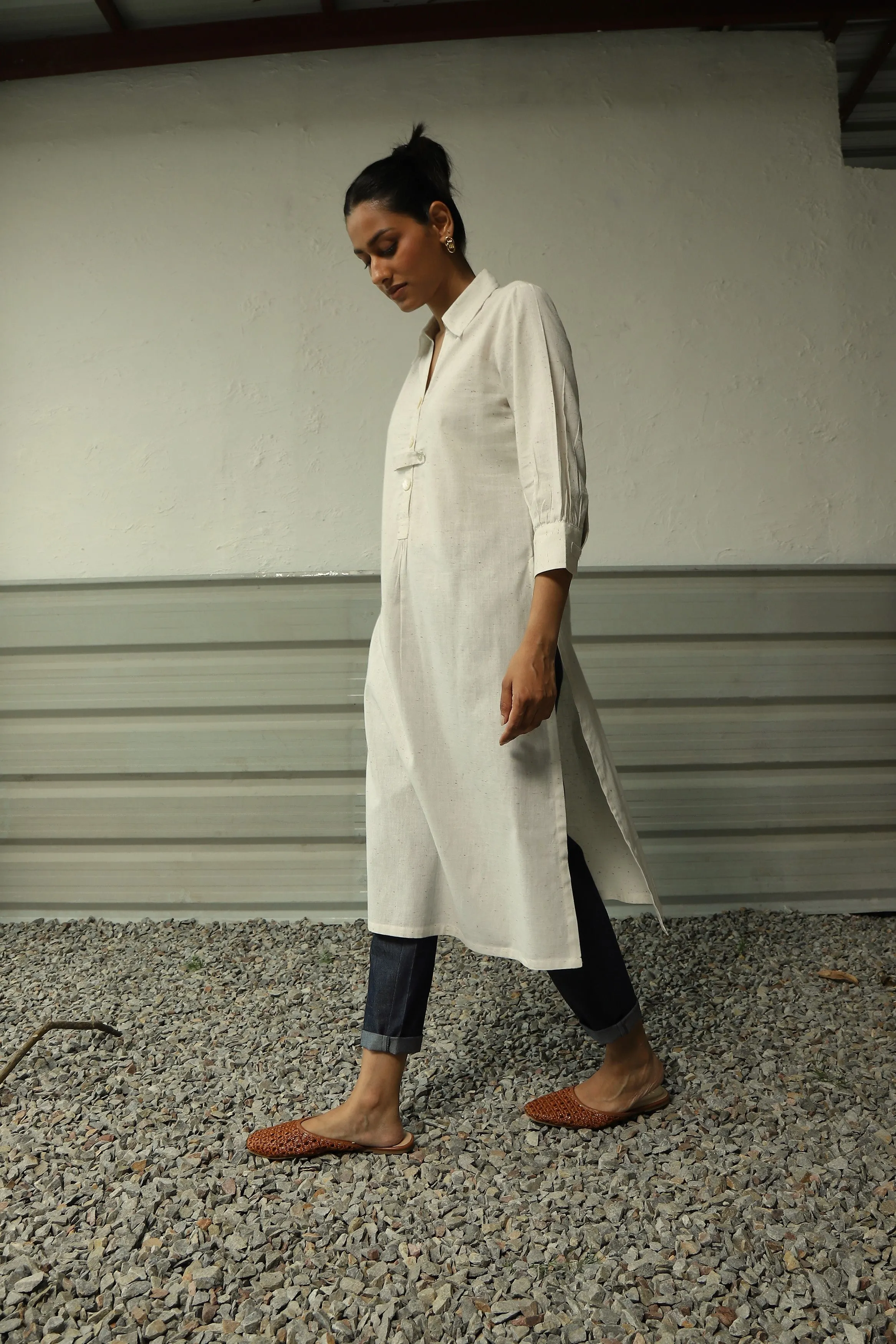 Confetti Off-white Side Slit Tunic