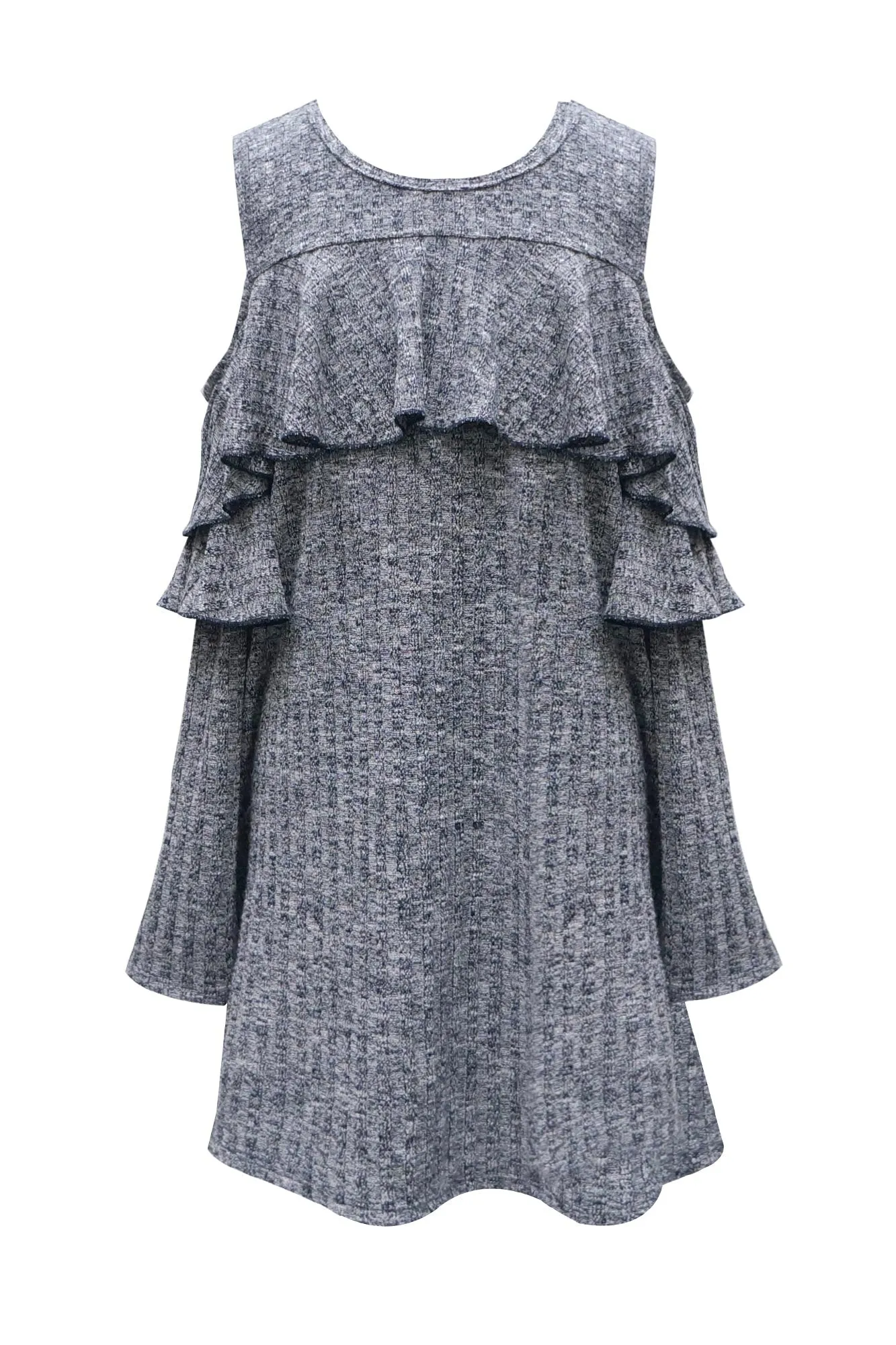 Could Shoulder Ruffle Shift Dress(R2090)