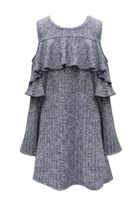 Could Shoulder Ruffle Shift Dress(R2090)