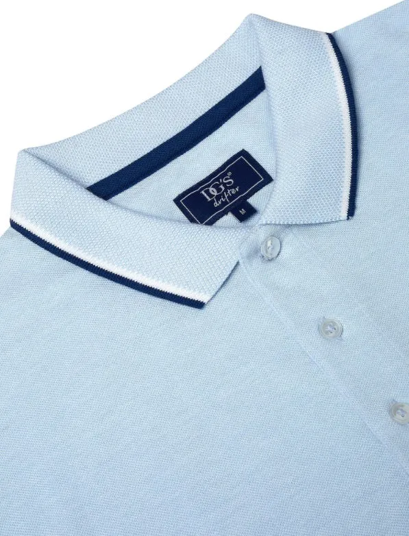 Daniel Grahame Short Sleeve 3 Button Polo Shirt - Light Blue