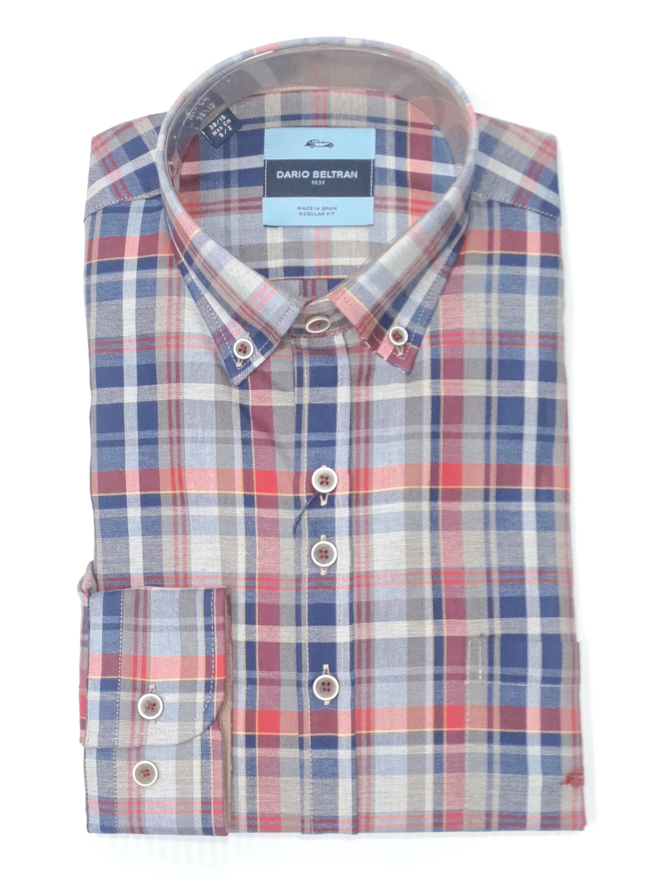 Dario Beltran Nieva Regular Fit Checkered Long Sleeve Shirt 1520 - Red