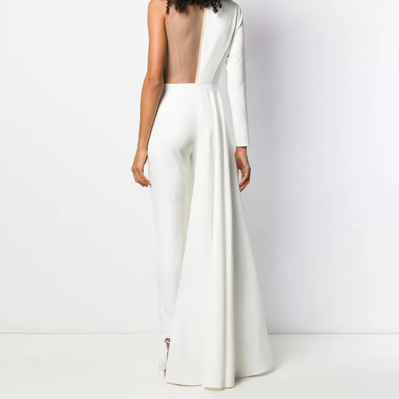 Deep V Slim-Fit Wings Bronzing Jumpsuit