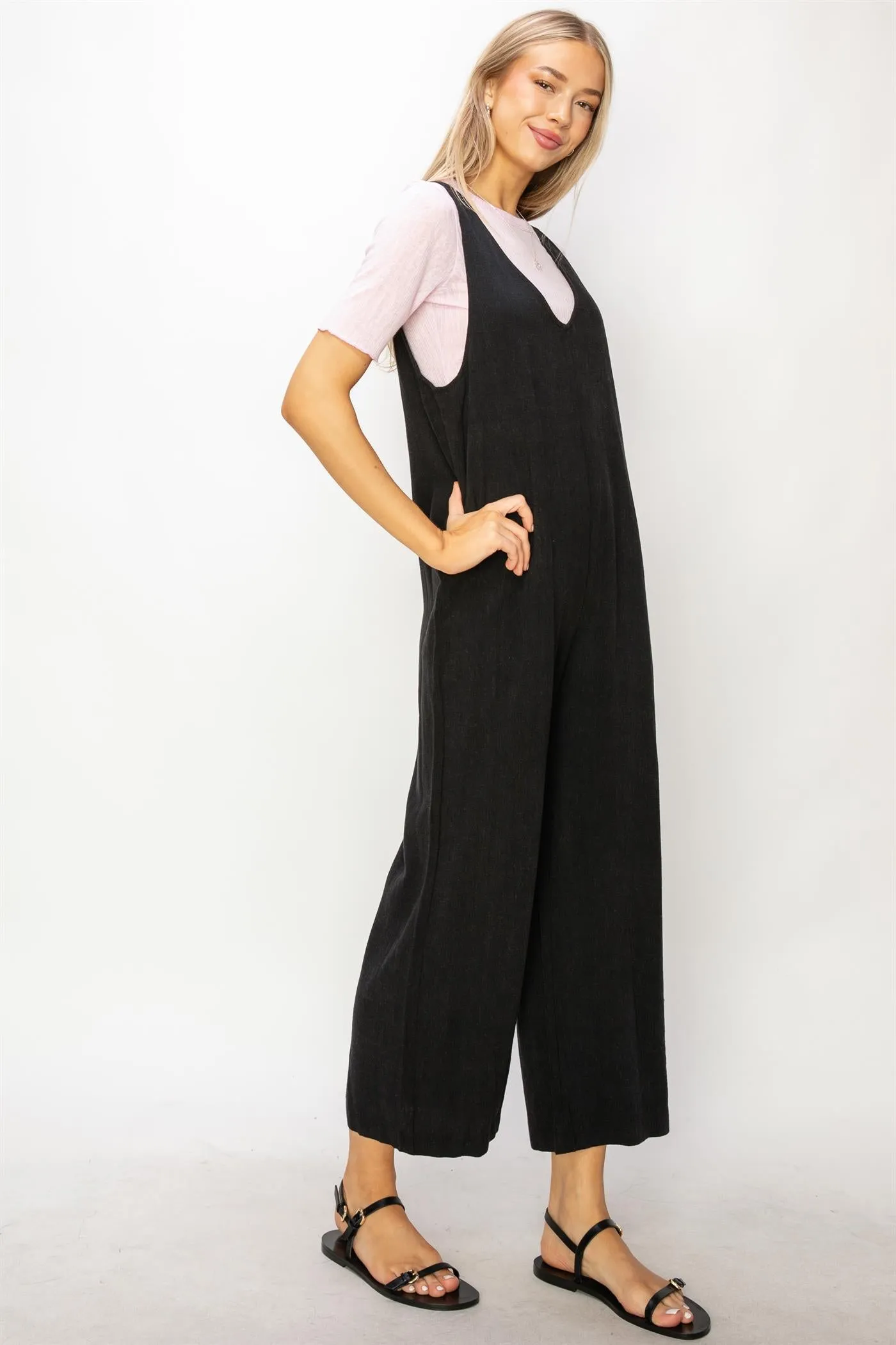 DZ24A886-Linen Sleeveless Jumpsuit