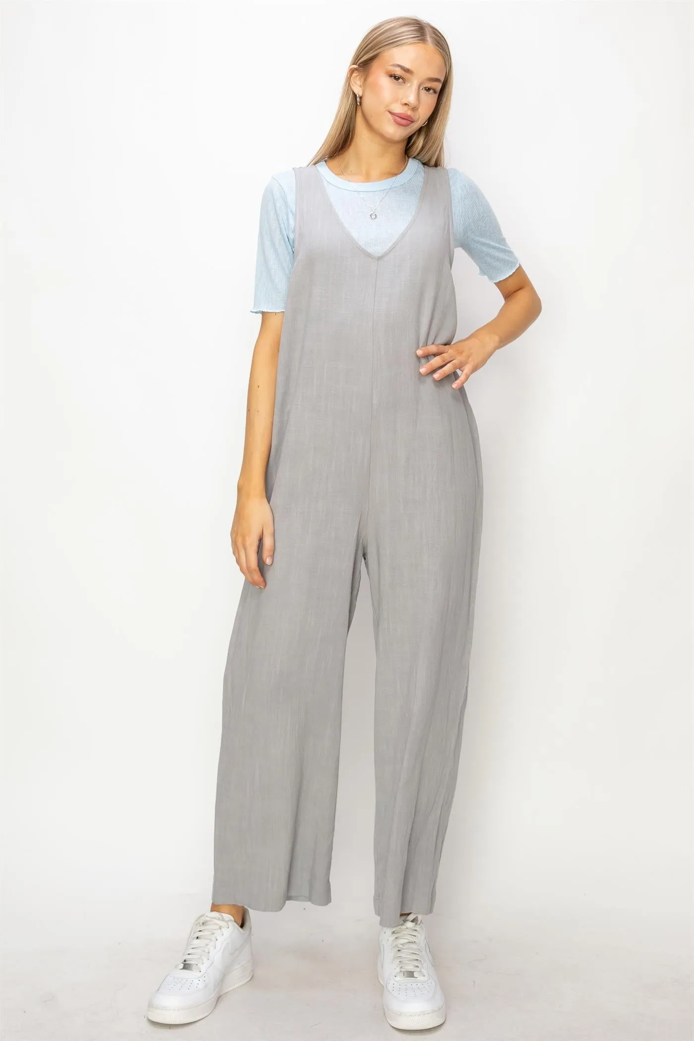 DZ24A886-Linen Sleeveless Jumpsuit
