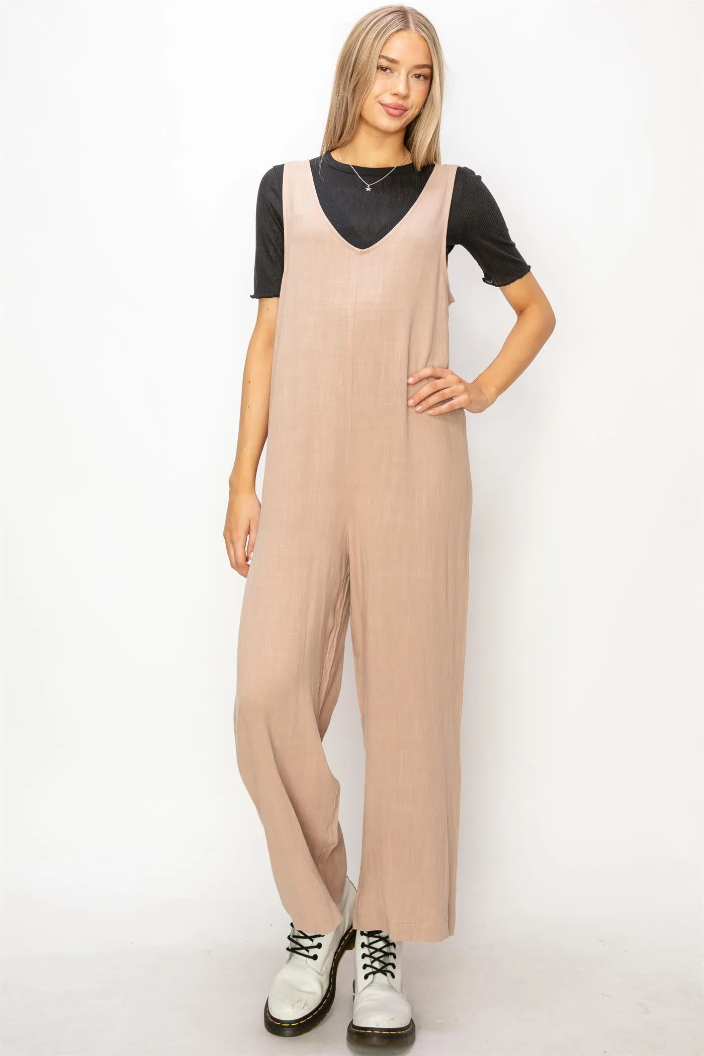 DZ24A886-Linen Sleeveless Jumpsuit