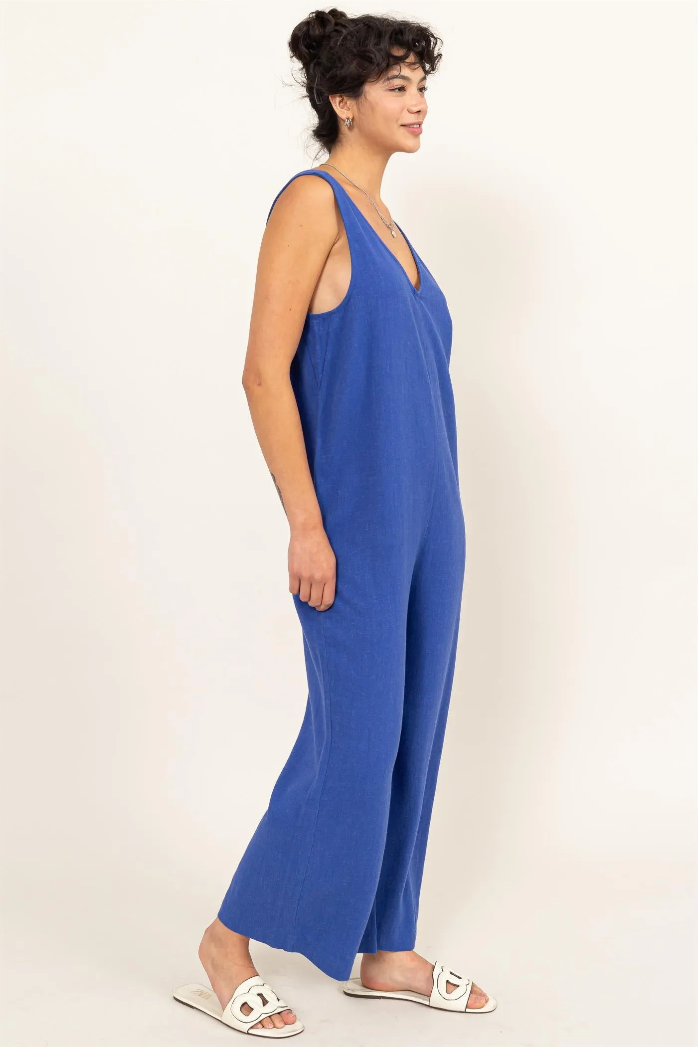 DZ24A886-Linen Sleeveless Jumpsuit