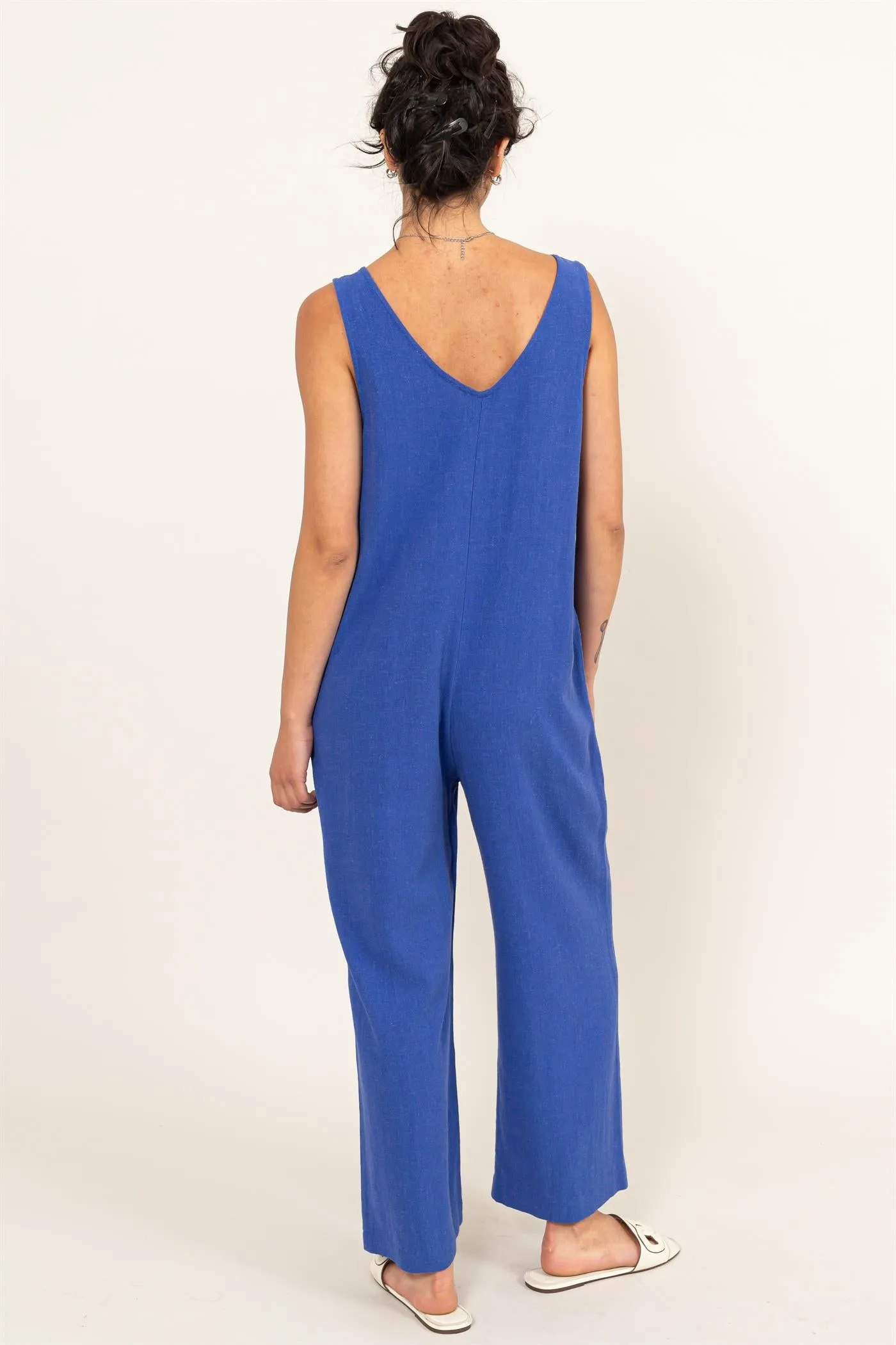 DZ24A886-Linen Sleeveless Jumpsuit