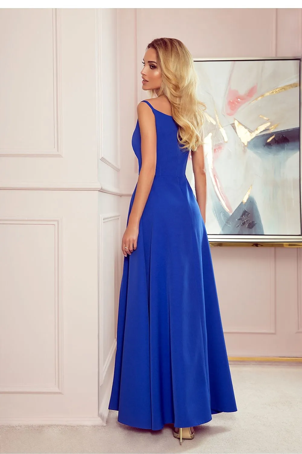 Elegant long shiny glittery evening dress