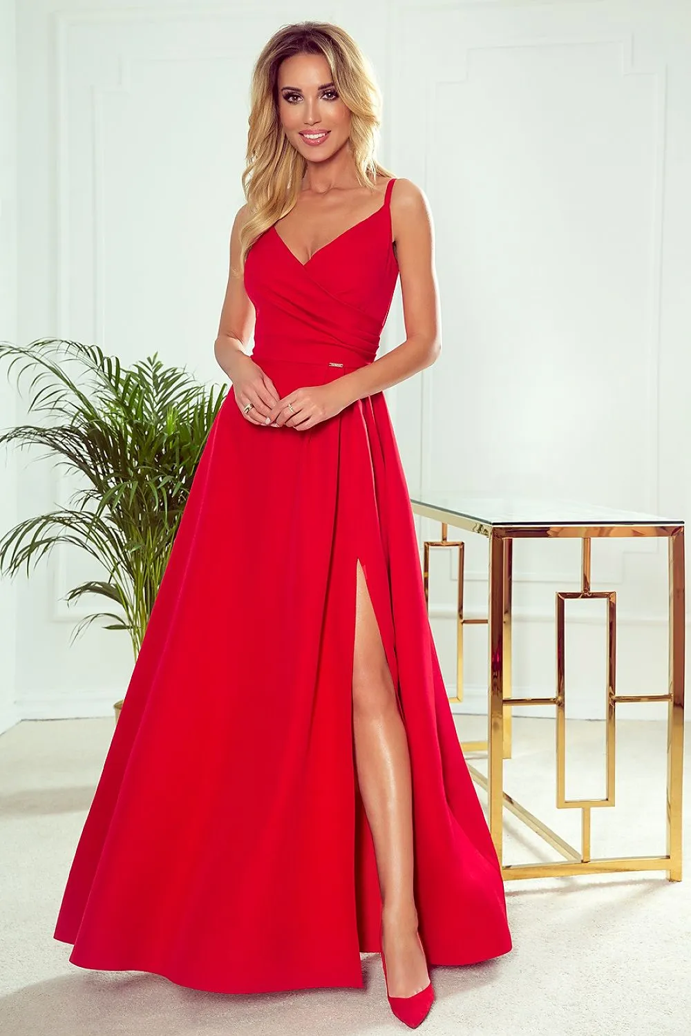 Elegant long shiny glittery evening dress