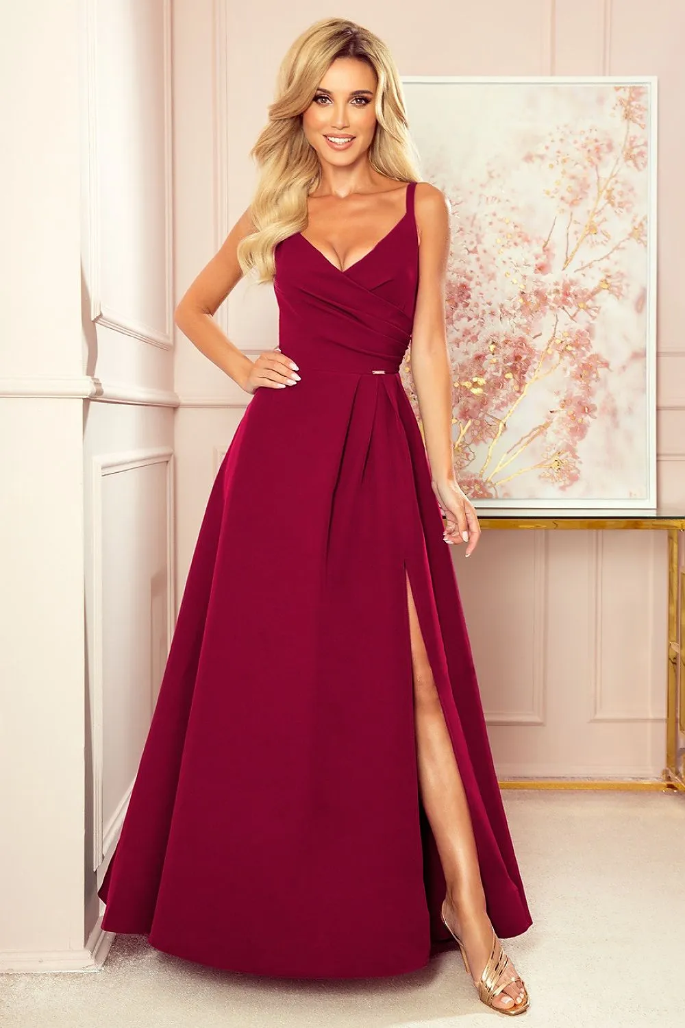 Elegant long shiny glittery evening dress