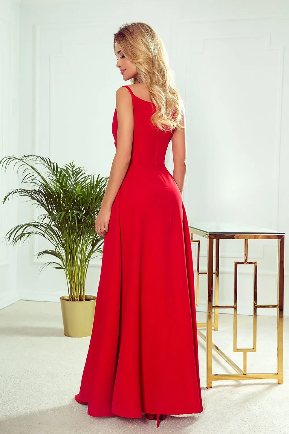 Elegant long shiny glittery evening dress