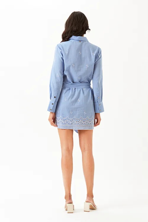 ELENA ANGLAISE EMB SHIRT DRESS