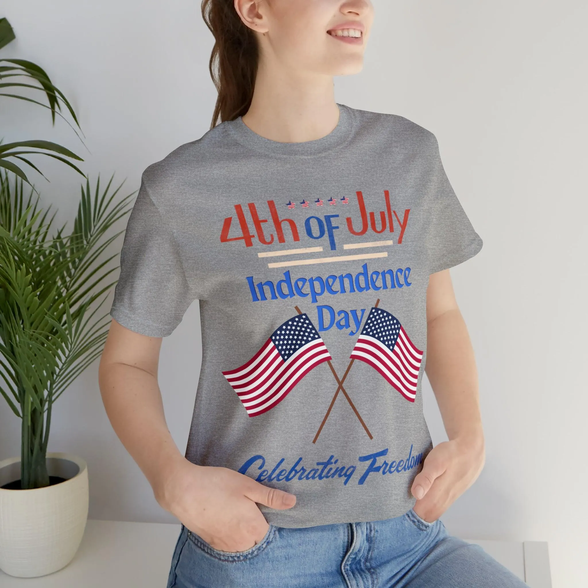 Express Your Patriotism with 4th of July Flag Shirt: Independence Day, Fireworks, Celebrating Freedom - Perfect for Women and Men