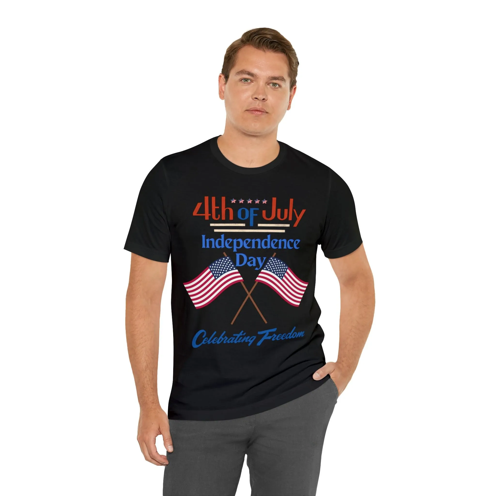 Express Your Patriotism with 4th of July Flag Shirt: Independence Day, Fireworks, Celebrating Freedom - Perfect for Women and Men