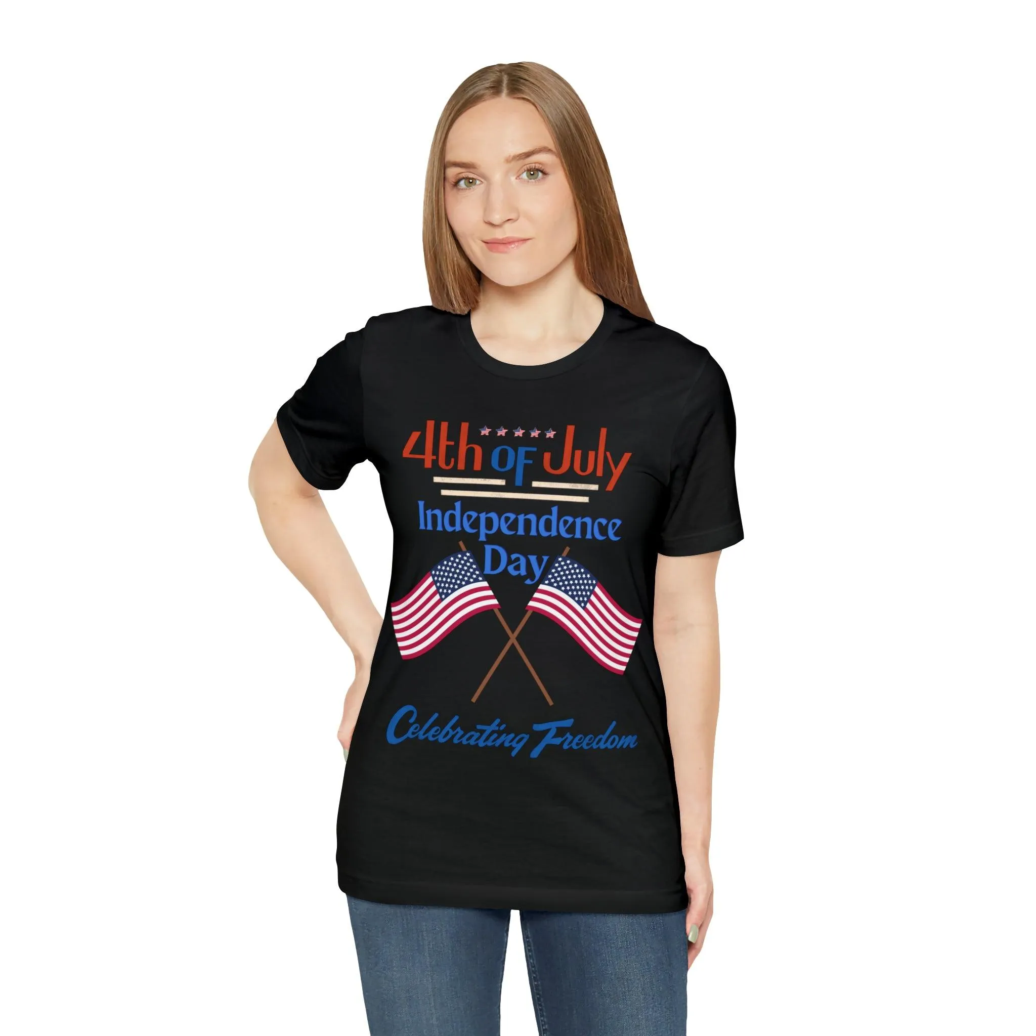 Express Your Patriotism with 4th of July Flag Shirt: Independence Day, Fireworks, Celebrating Freedom - Perfect for Women and Men