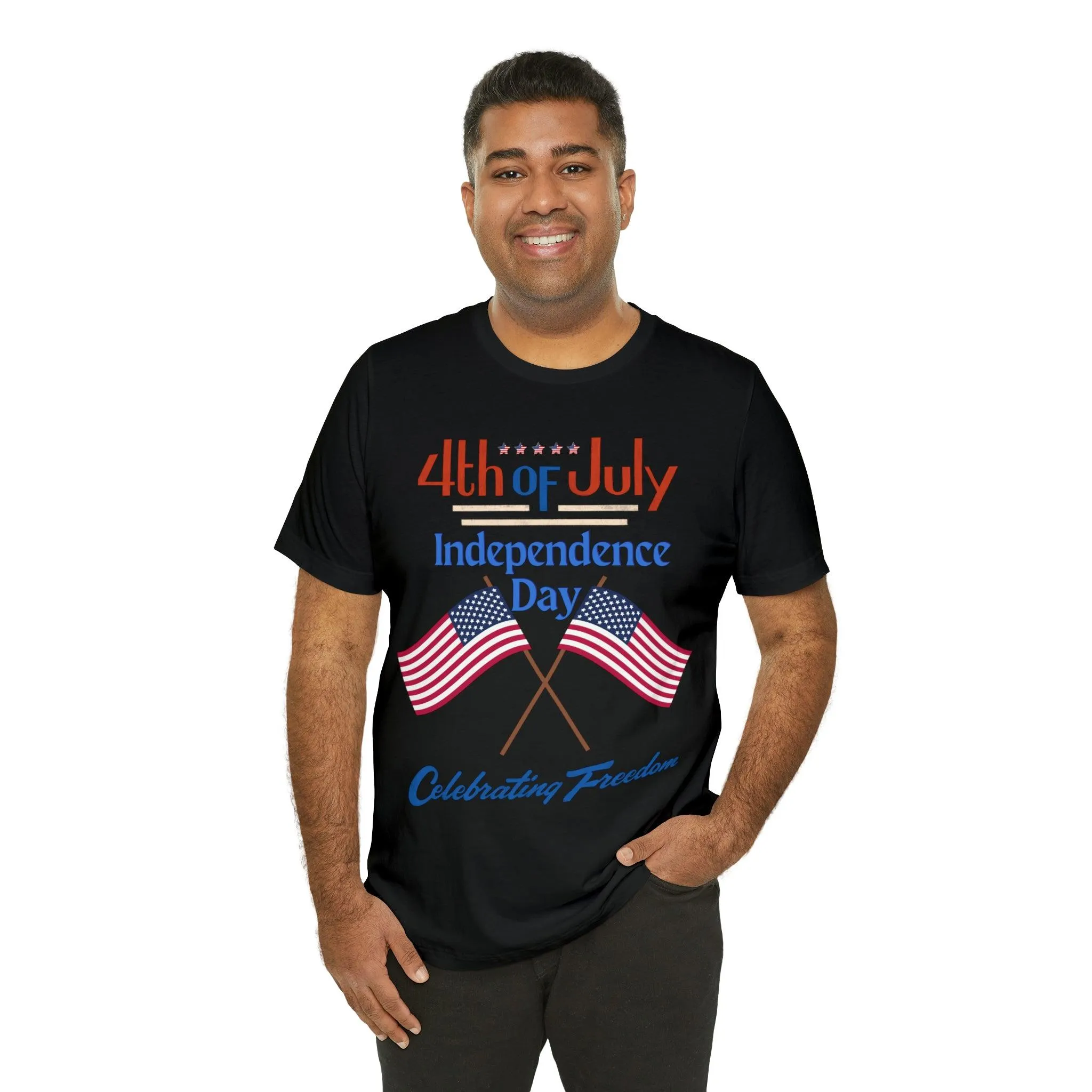 Express Your Patriotism with 4th of July Flag Shirt: Independence Day, Fireworks, Celebrating Freedom - Perfect for Women and Men