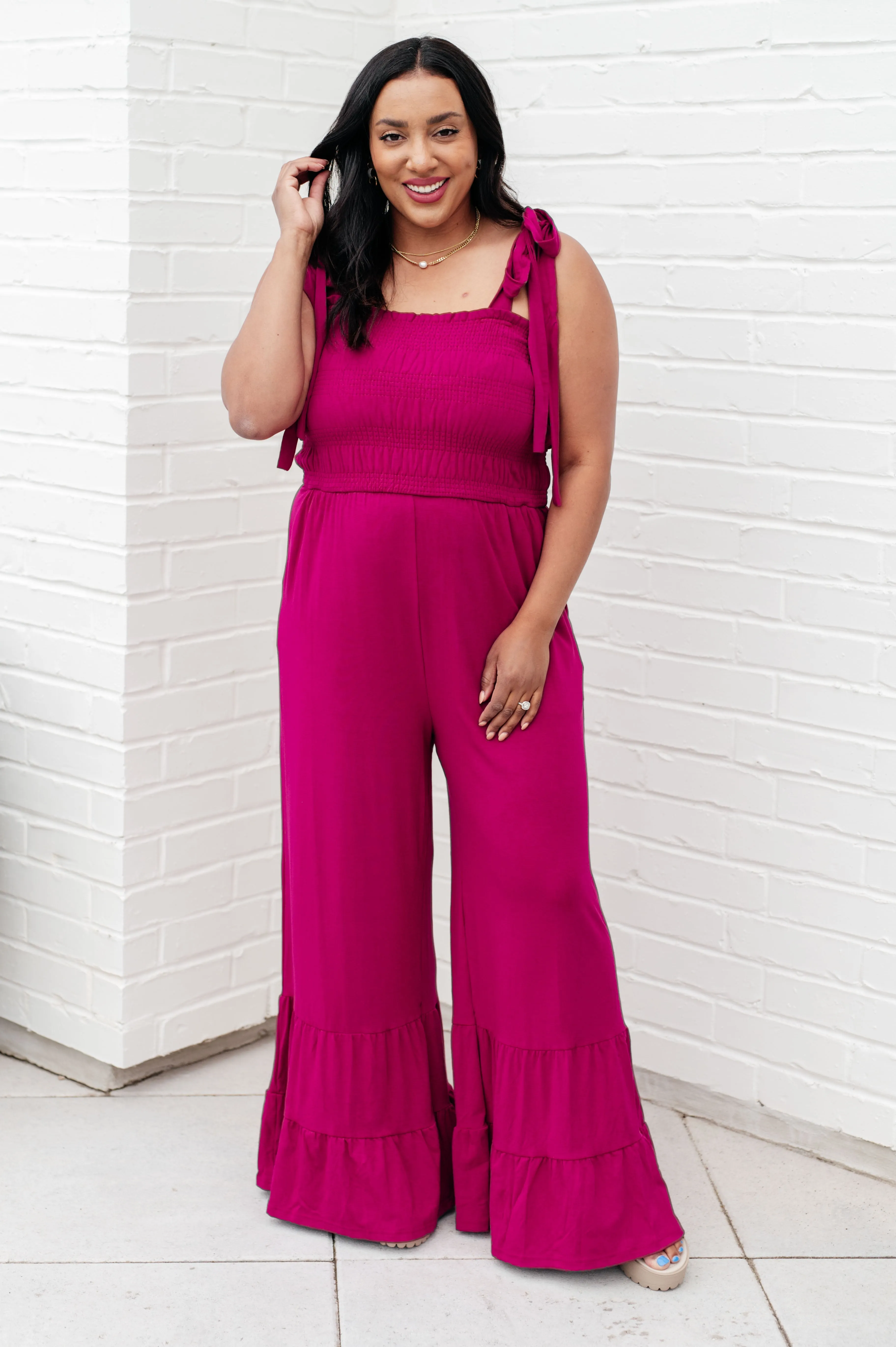 Flared Jumpsuit in Fuchsia