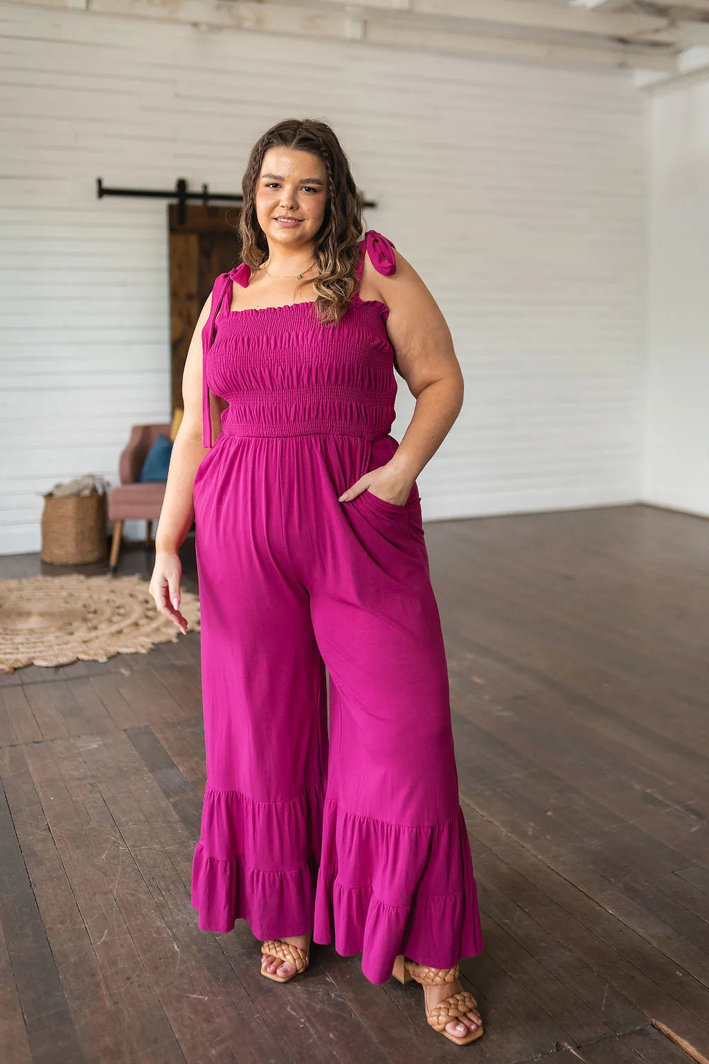 Flared Jumpsuit in Fuchsia