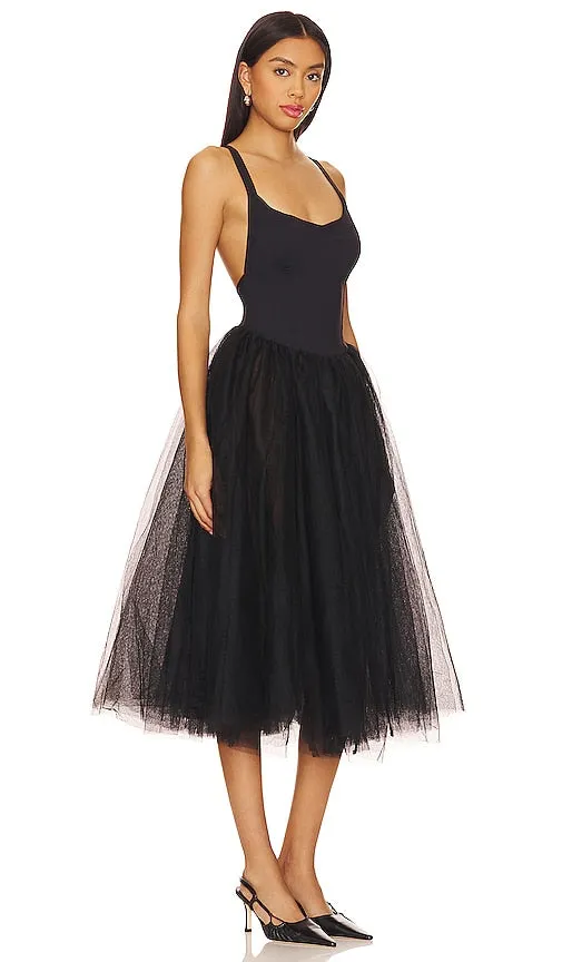Free People x Intimately FP Let's Talk Tutu Slip Dress In Black in Black