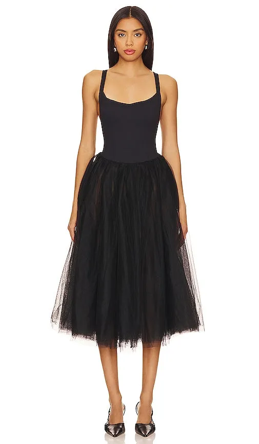 Free People x Intimately FP Let's Talk Tutu Slip Dress In Black in Black