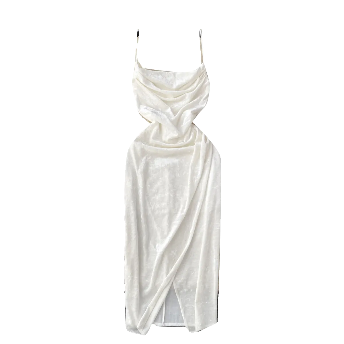 French Style Draped Split Slip Dress
