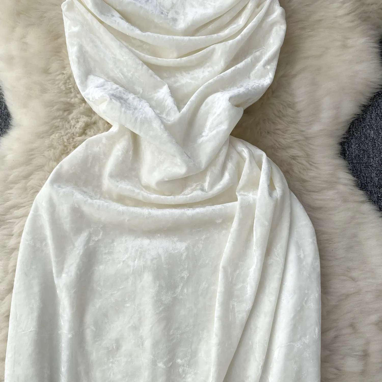 French Style Draped Split Slip Dress