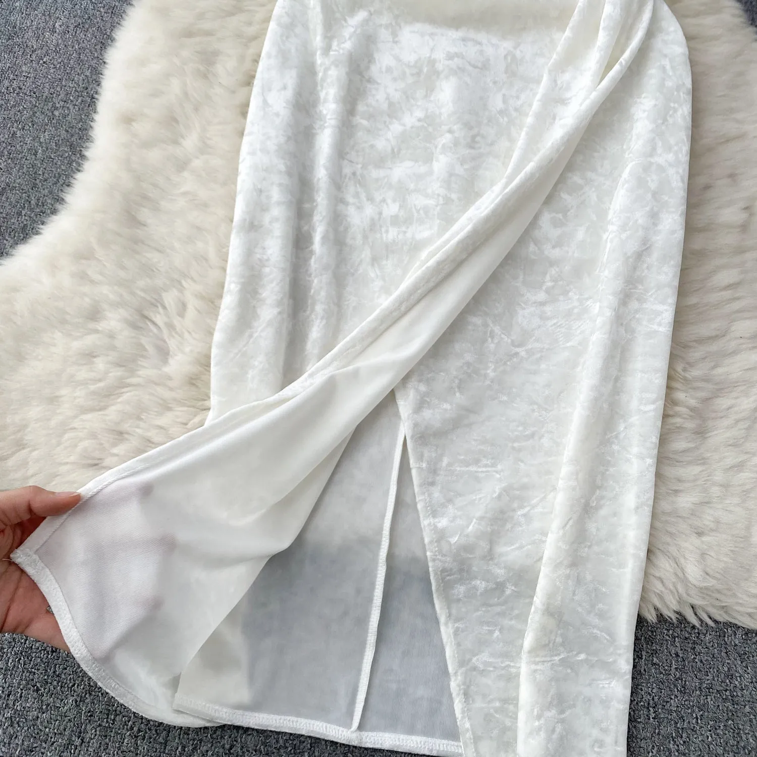 French Style Draped Split Slip Dress