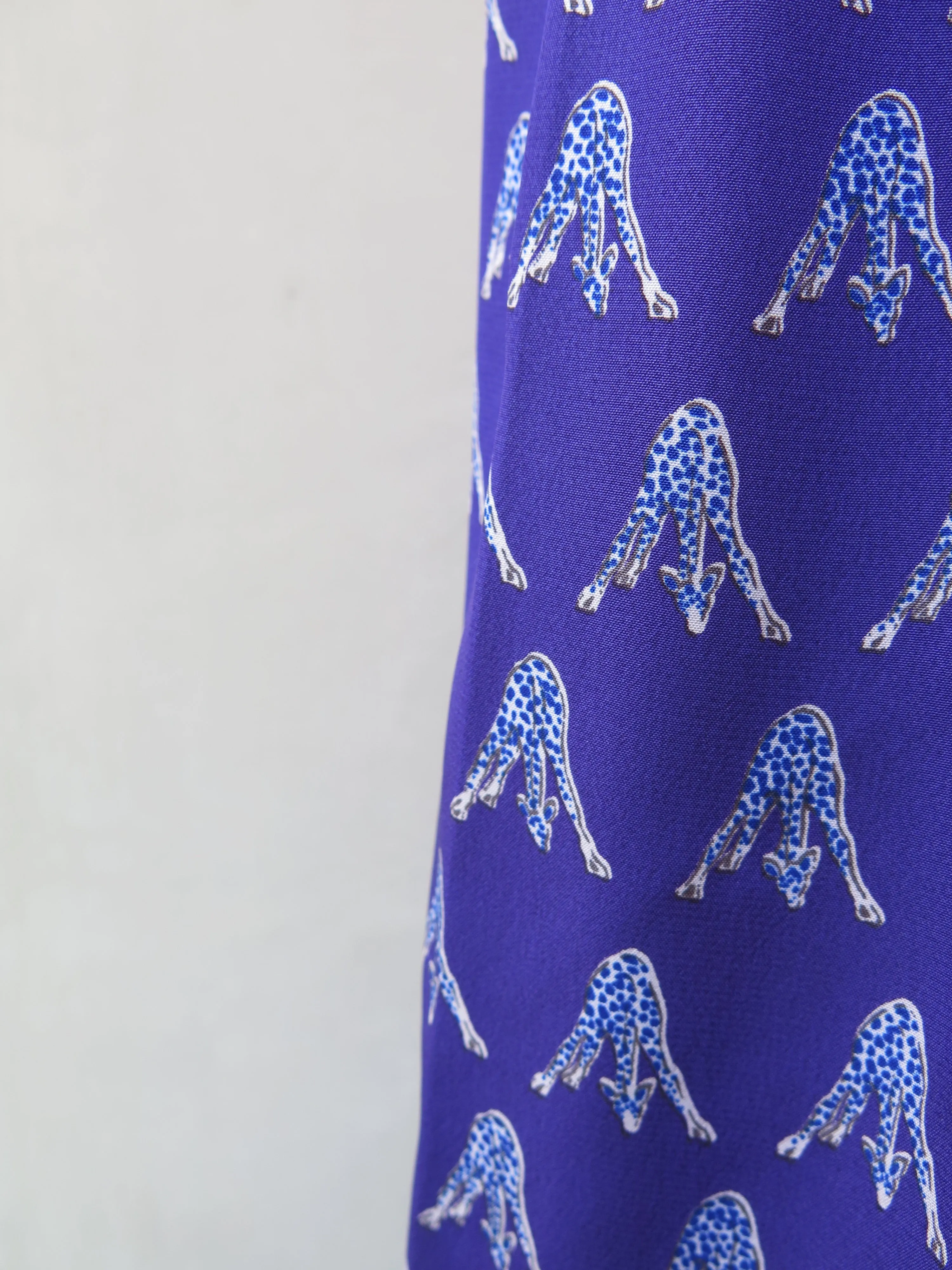 Geronima | Vintage 1960s 1970s Purple giraffes print embroidered collar long sleeve dress