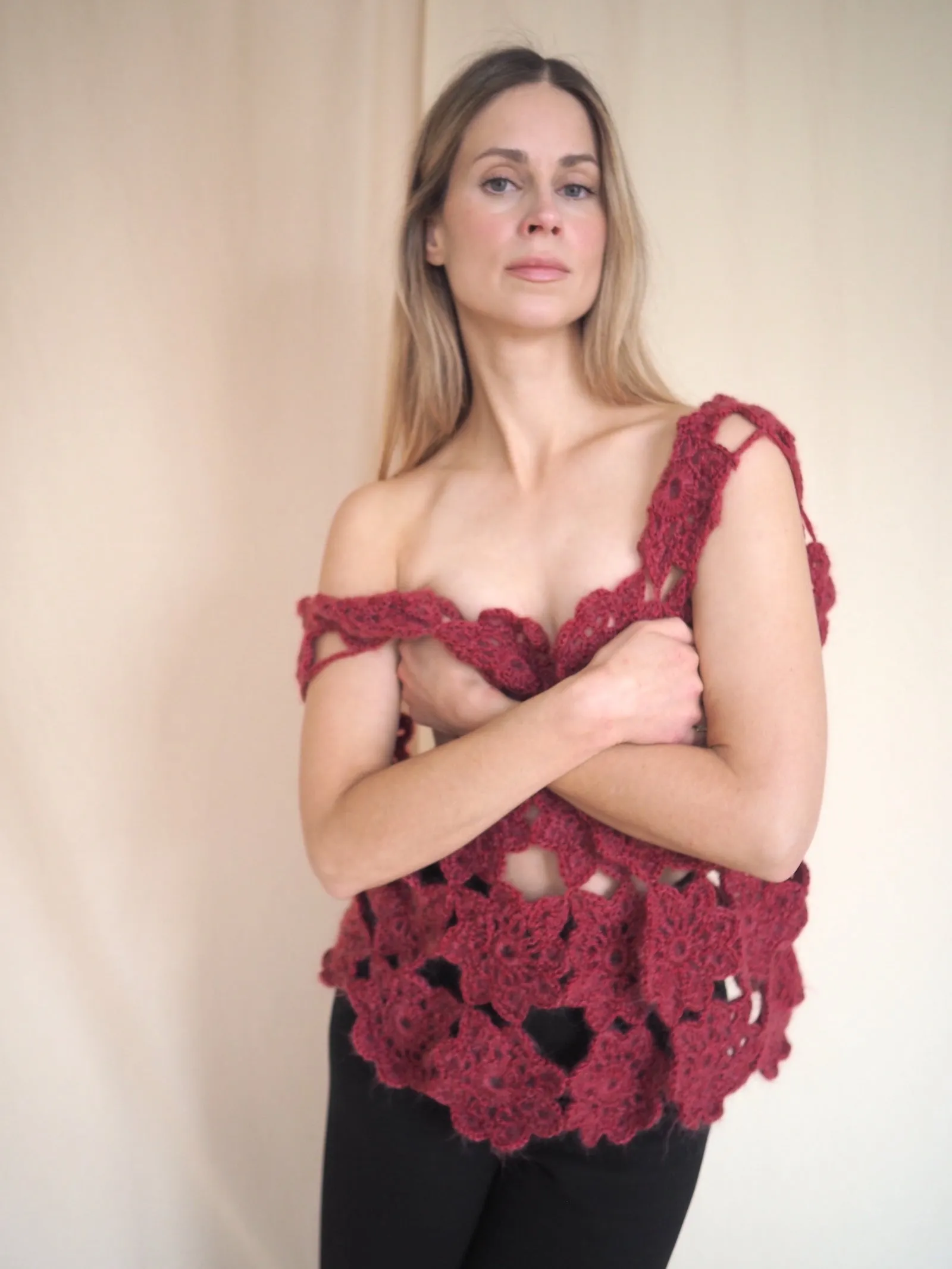 Hand-knitted Flower Vest