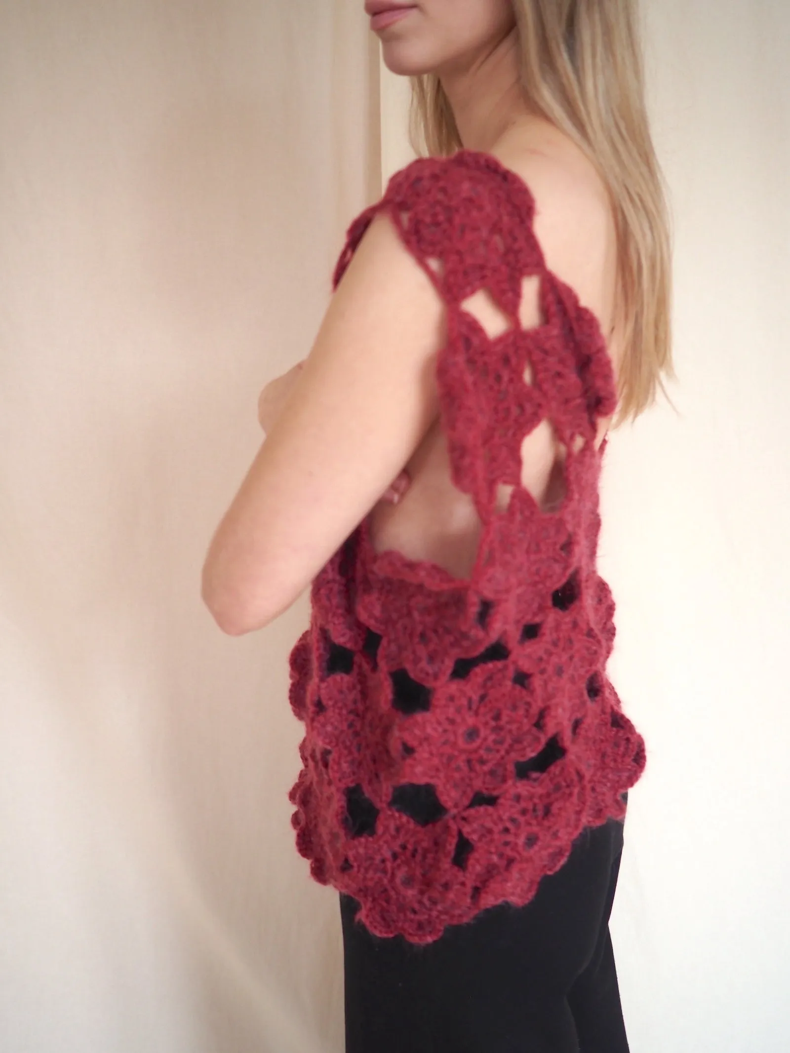 Hand-knitted Flower Vest
