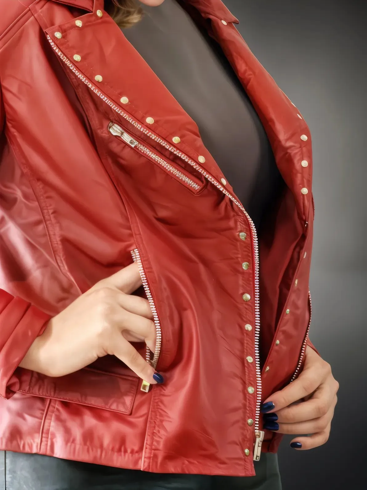 Handcrafted Women's Sheepskin Leather Biker Jacket – Premium Biker Style Red