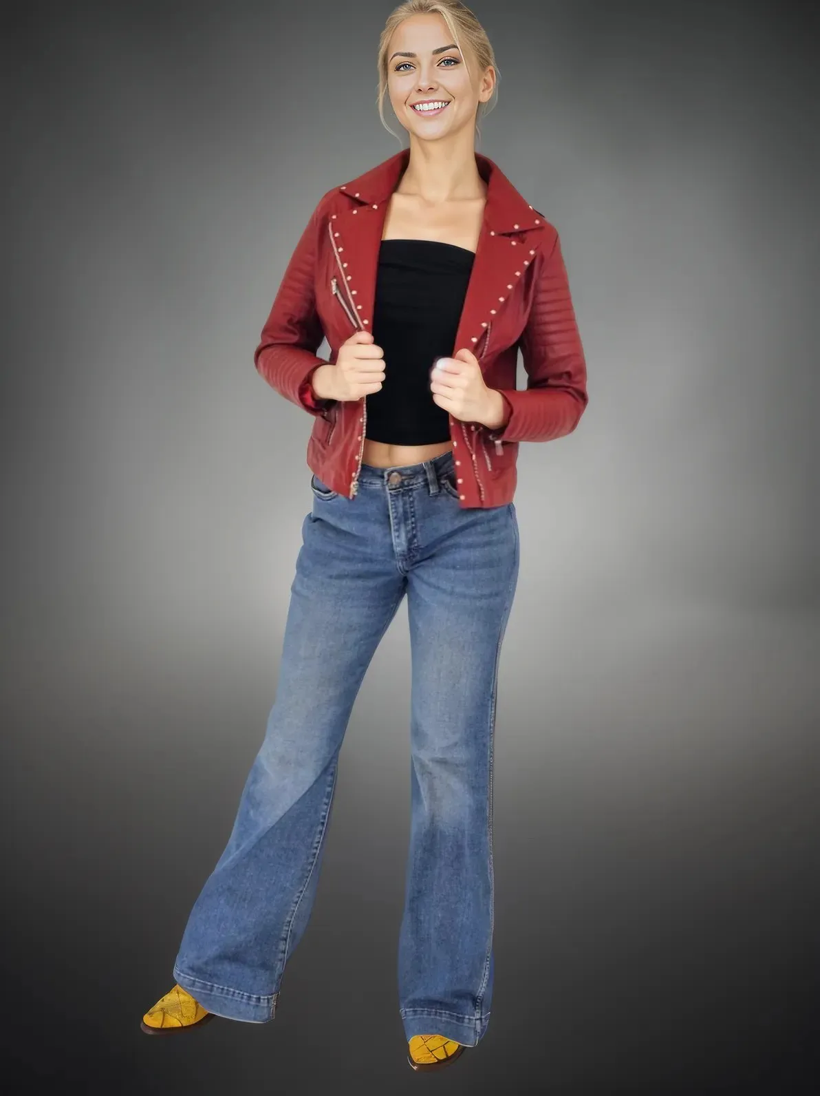 Handcrafted Women's Sheepskin Leather Biker Jacket – Premium Biker Style Red