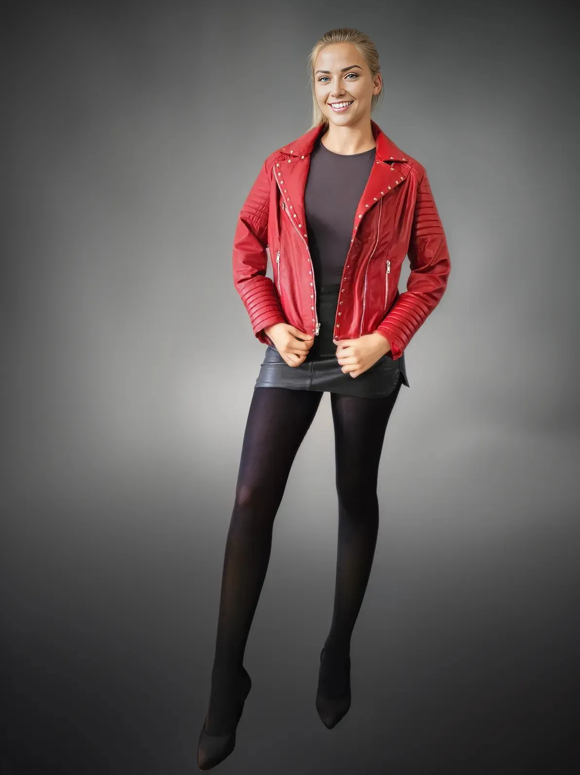 Handcrafted Women's Sheepskin Leather Biker Jacket – Premium Biker Style Red