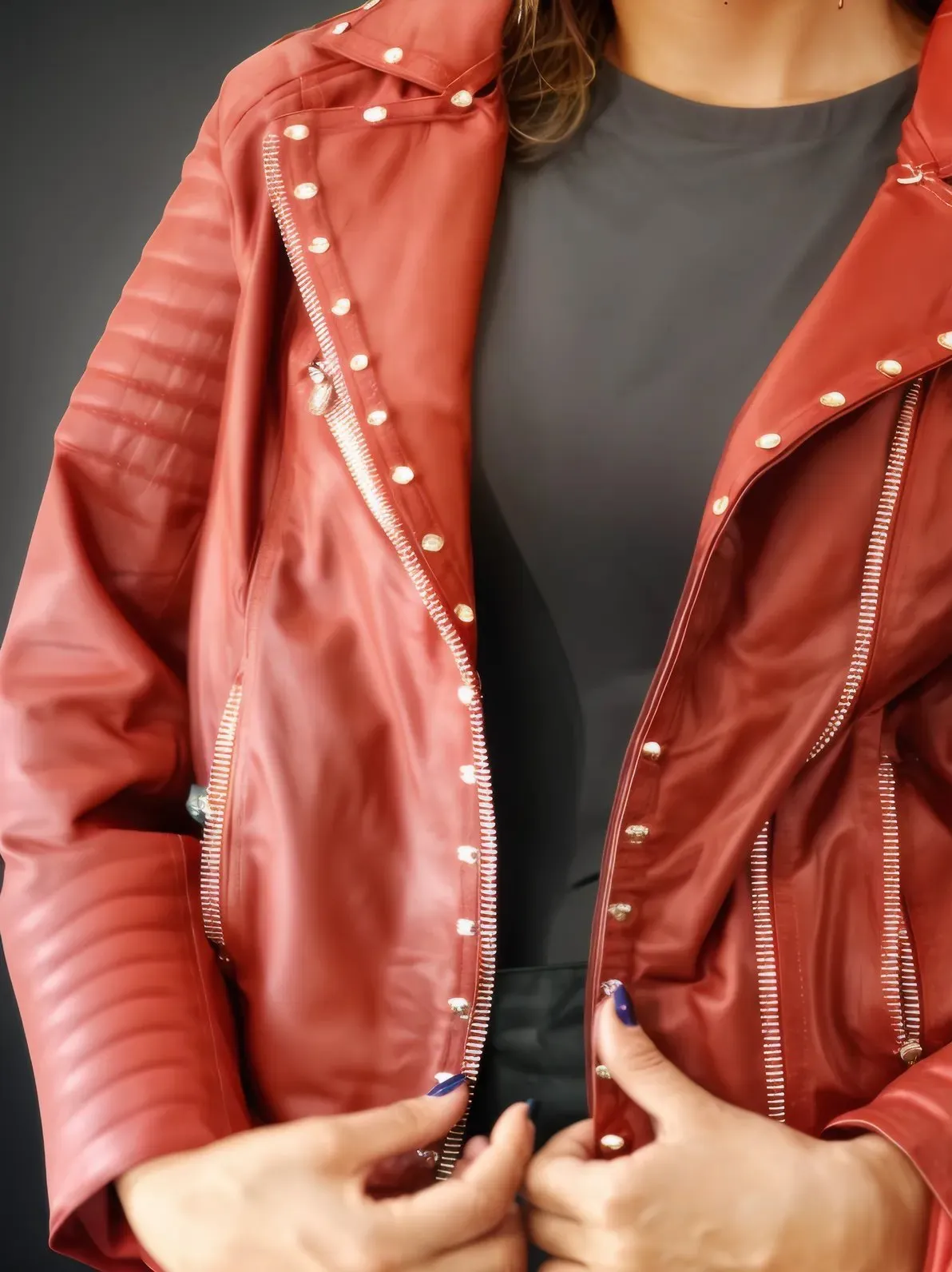 Handcrafted Women's Sheepskin Leather Biker Jacket – Premium Biker Style Red