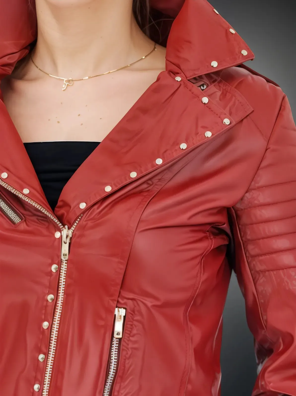 Handcrafted Women's Sheepskin Leather Biker Jacket – Premium Biker Style Red