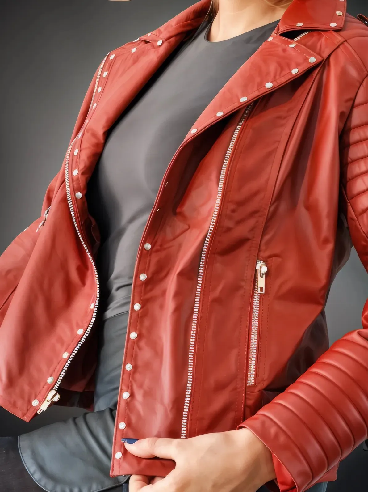 Handcrafted Women's Sheepskin Leather Biker Jacket – Premium Biker Style Red