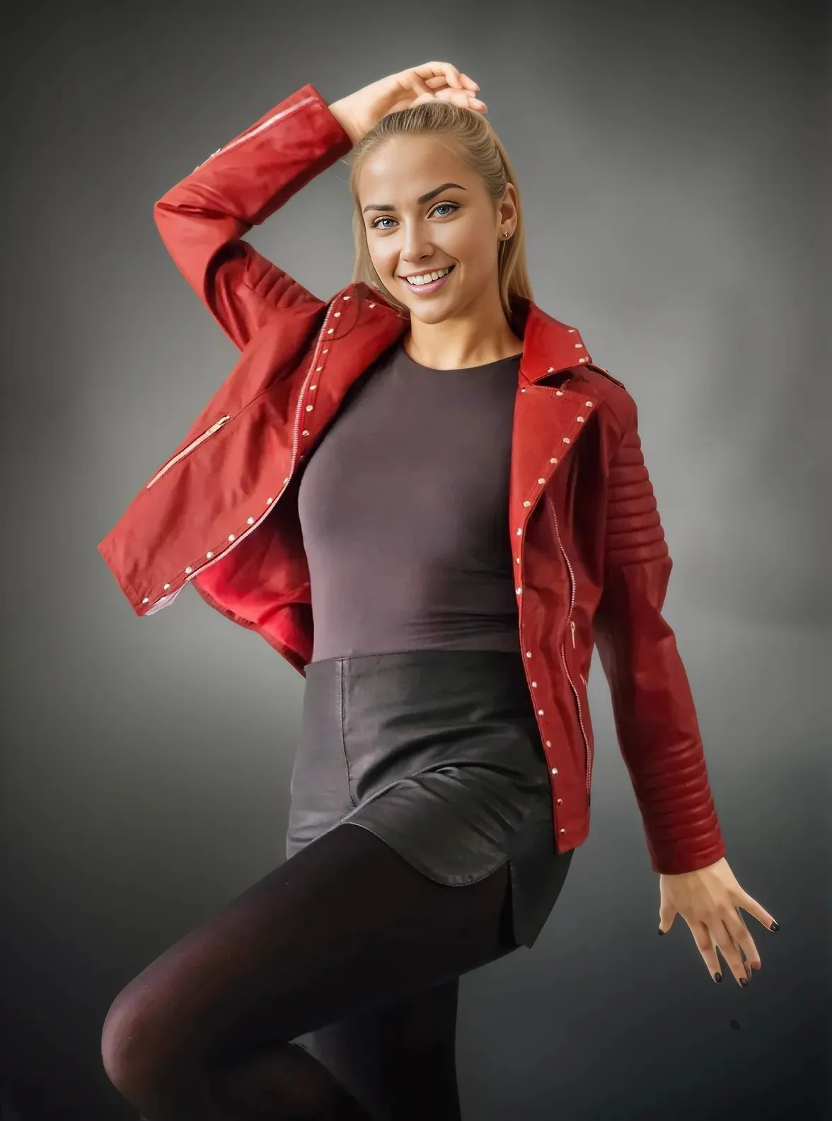 Handcrafted Women's Sheepskin Leather Biker Jacket – Premium Biker Style Red
