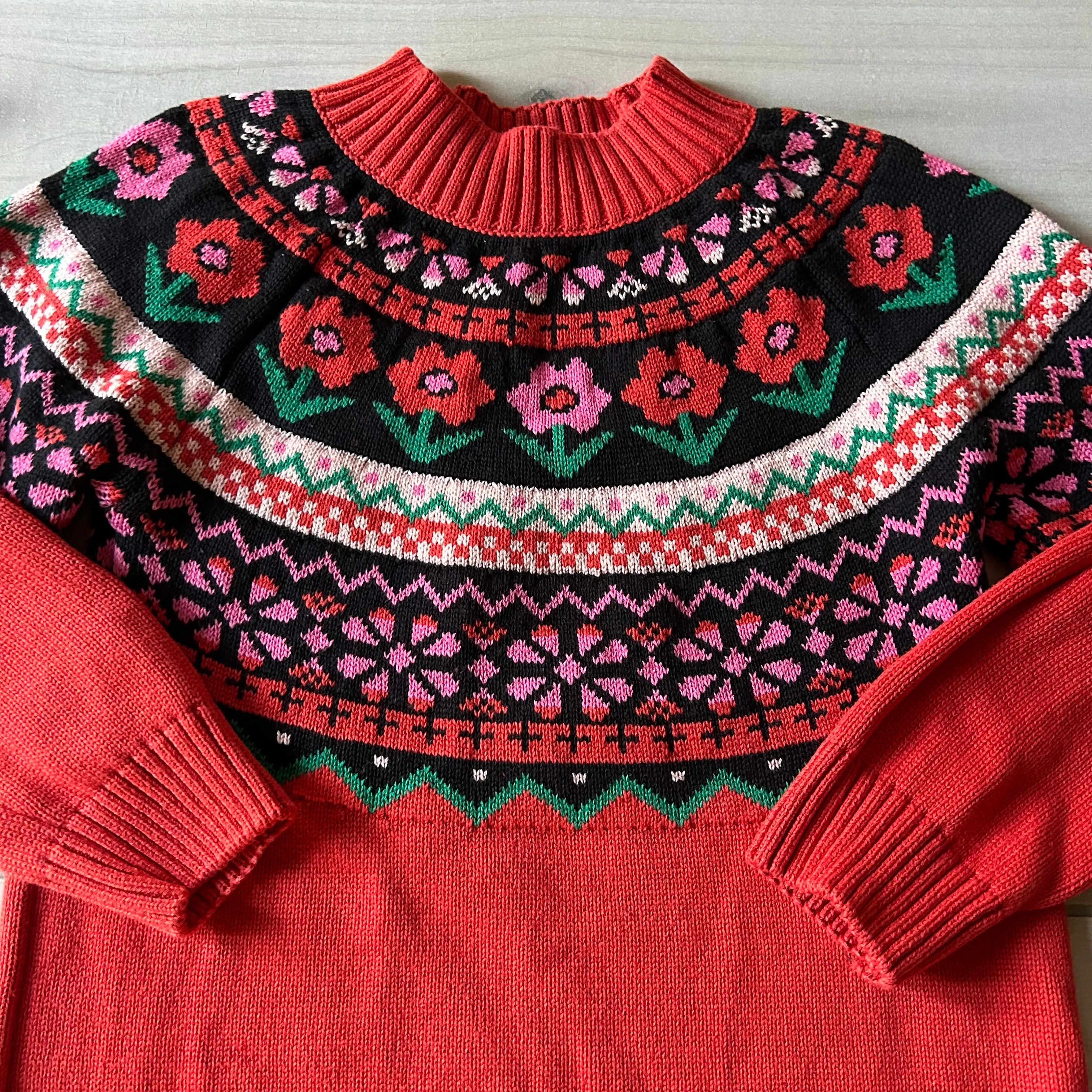 Hanna Andersson Red Floral Sweater Dress