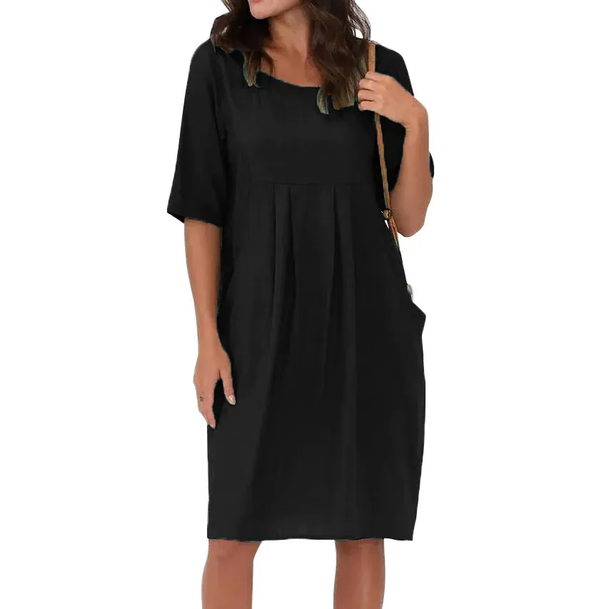 Hanna Linen Pleated Midi Slip Dress