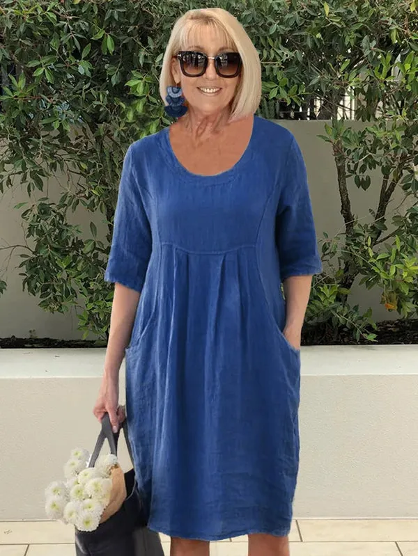 Hanna Linen Pleated Midi Slip Dress