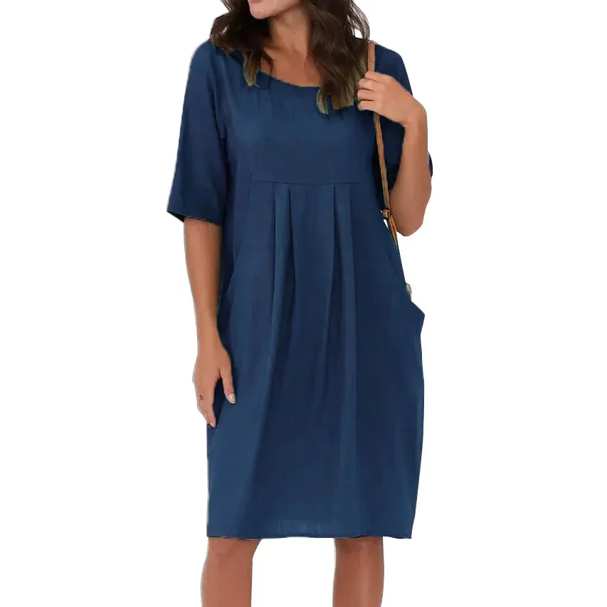 Hanna Linen Pleated Midi Slip Dress