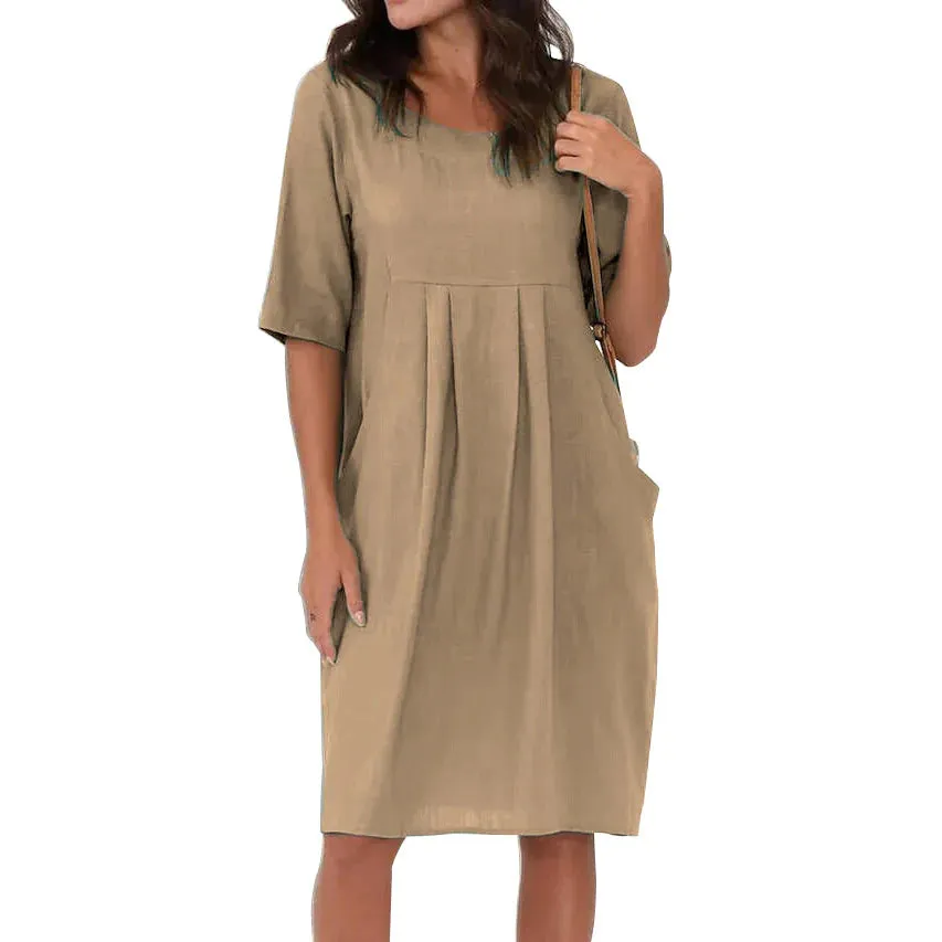 Hanna Linen Pleated Midi Slip Dress