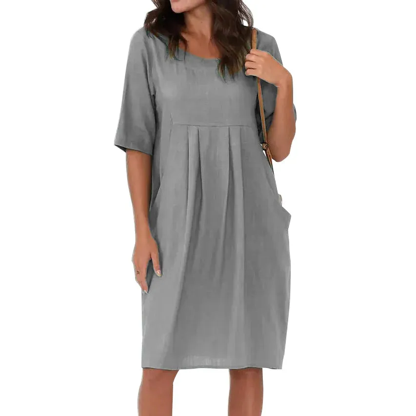 Hanna Linen Pleated Midi Slip Dress