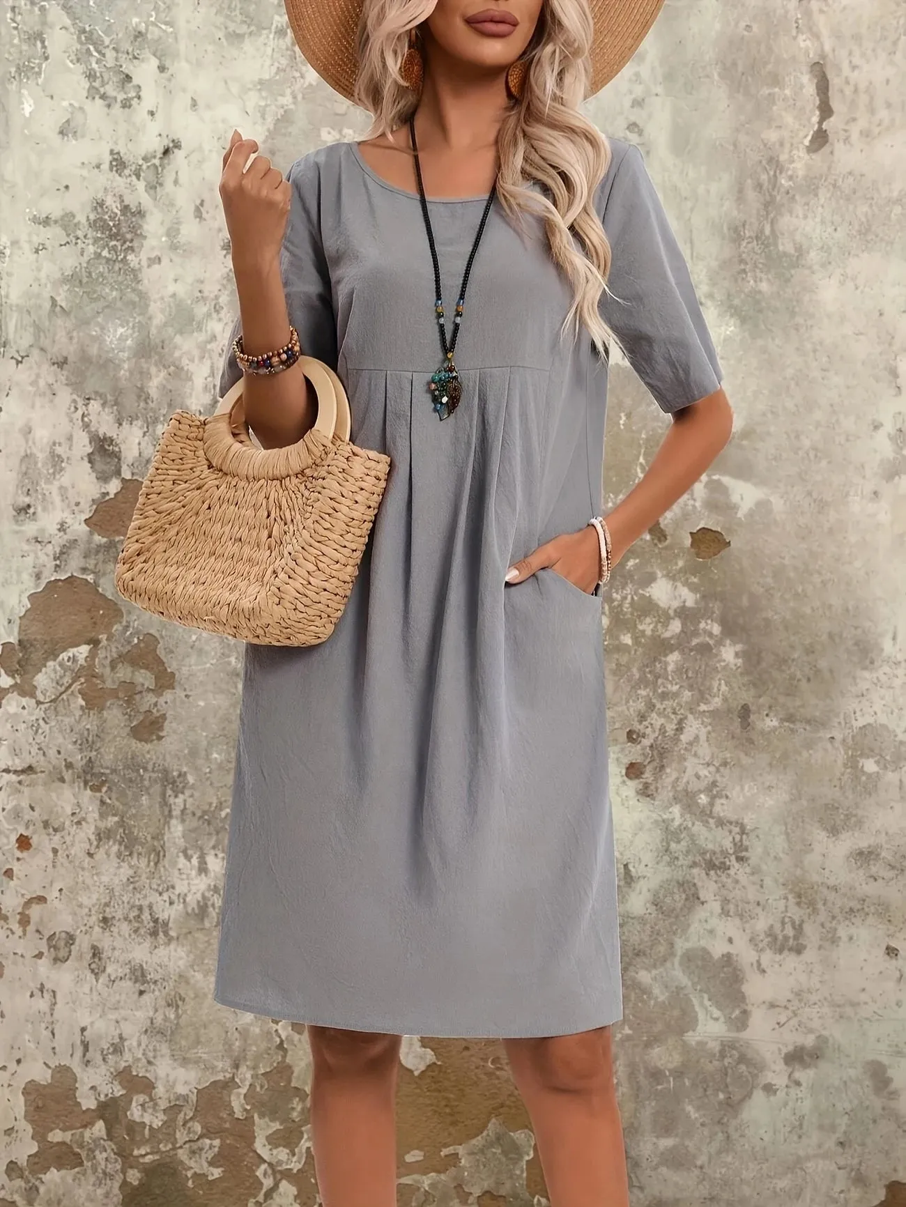 Hanna Linen Pleated Midi Slip Dress