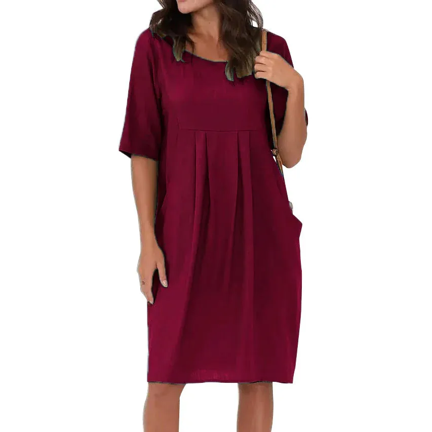 Hanna Linen Pleated Midi Slip Dress