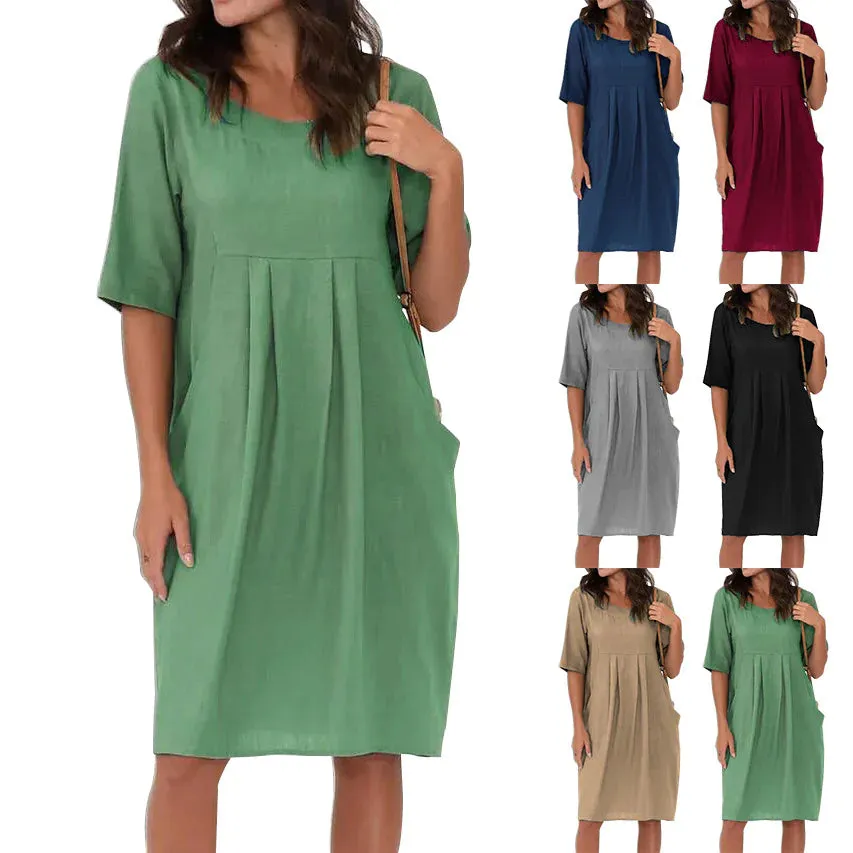Hanna Linen Pleated Midi Slip Dress