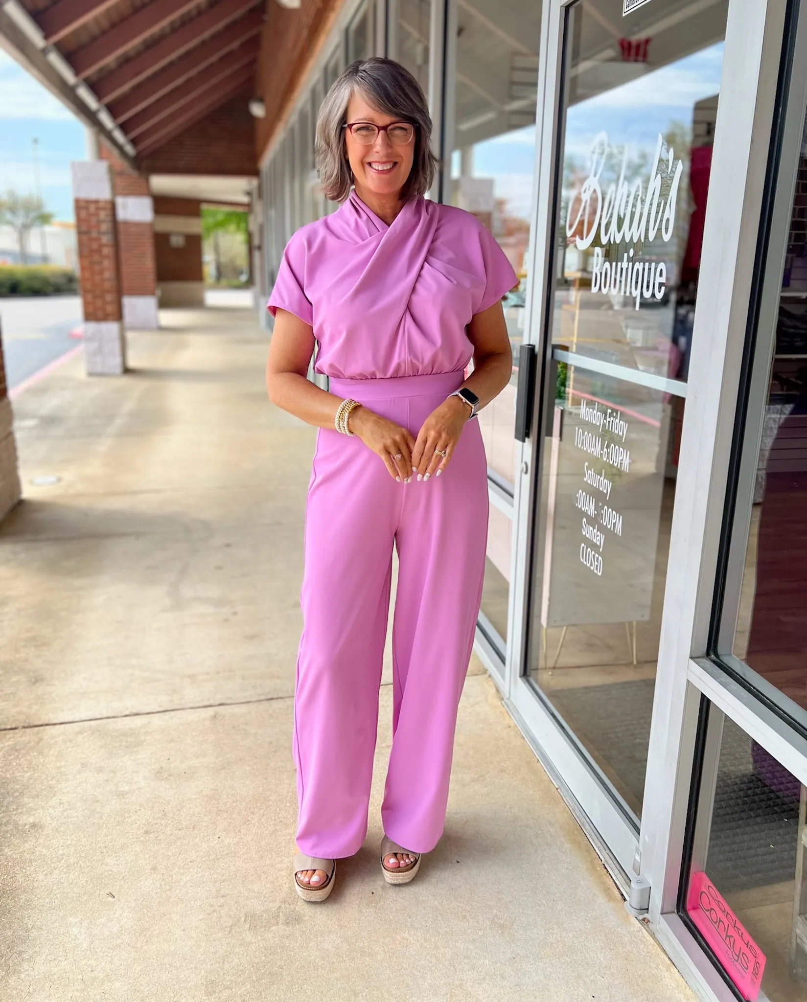 Head Turner Lilac Short Sleeve Jumpsuit with Twist Front Feature