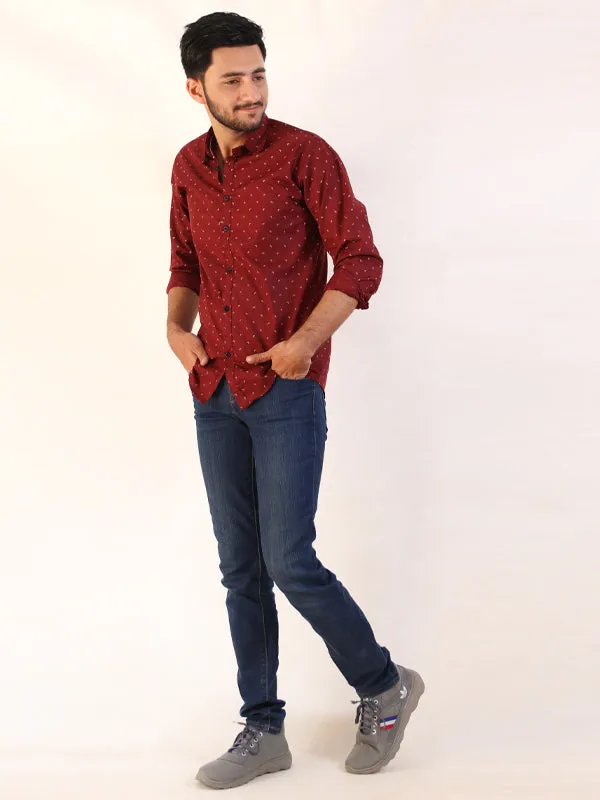 HG Men's Cotton Casual Shirt Maroon