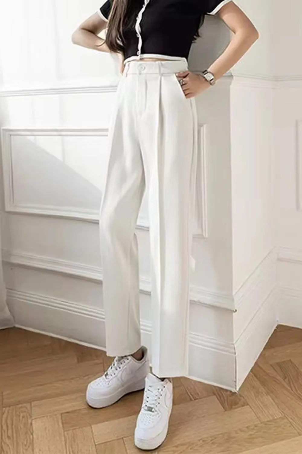 High Waist Ankle Length Office Suits Long Pants